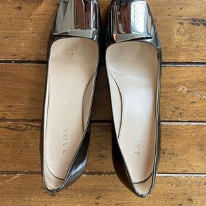 Authentic Vintage Prada Patent Leather Block Heel Pumps – Sage Grey